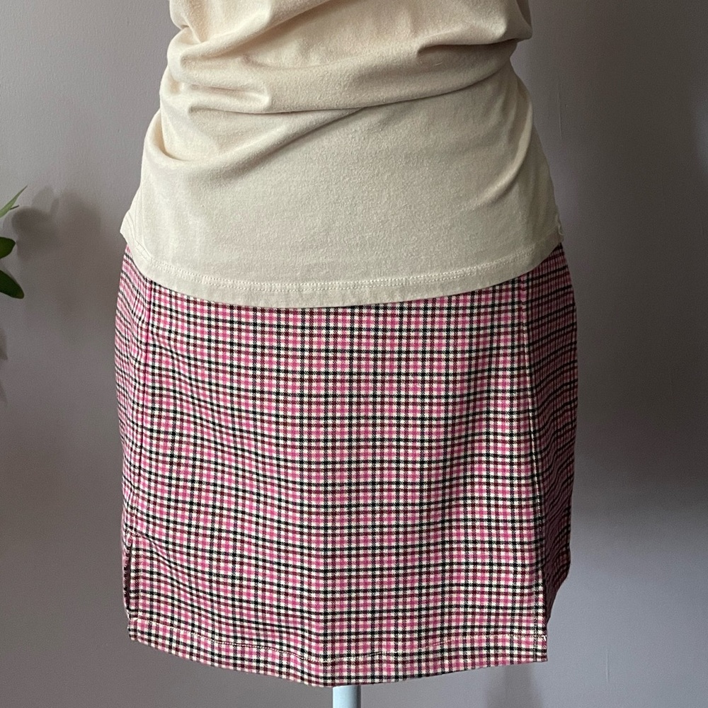 Pink Plaid Mini Skirt - Classic Check Pattern